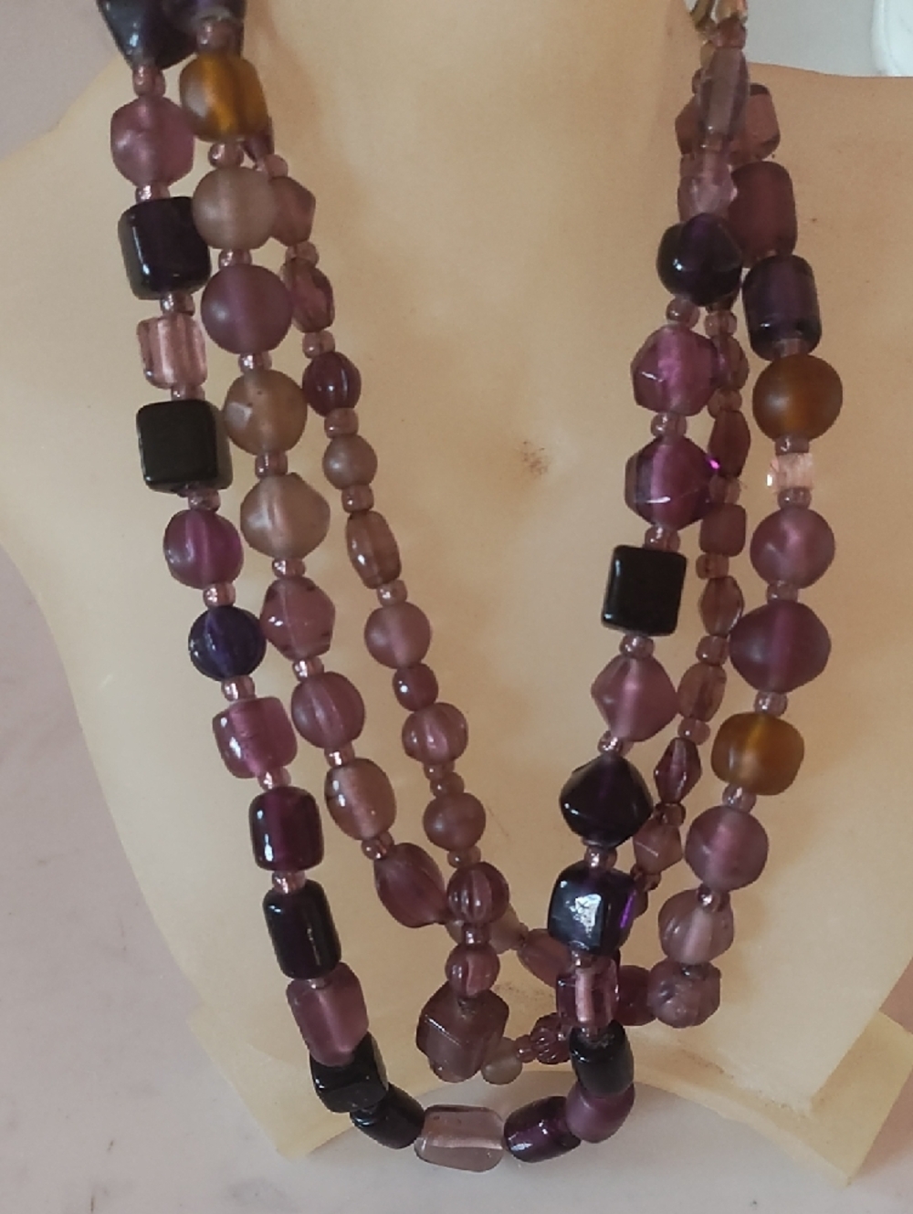Layered Light Brown & Tan Multi-Strand Necklace. See  Pictures For Details